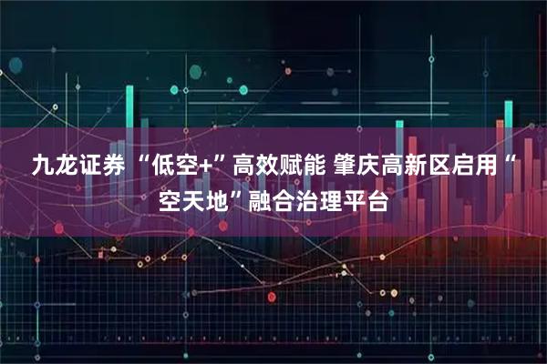 九龙证券 “低空+”高效赋能 肇庆高新区启用“空天地”融合治理平台