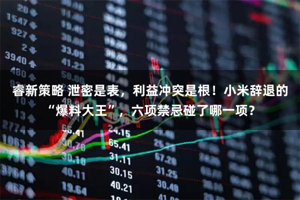 睿新策略 泄密是表，利益冲突是根！小米辞退的“爆料大王”，六项禁忌碰了哪一项？
